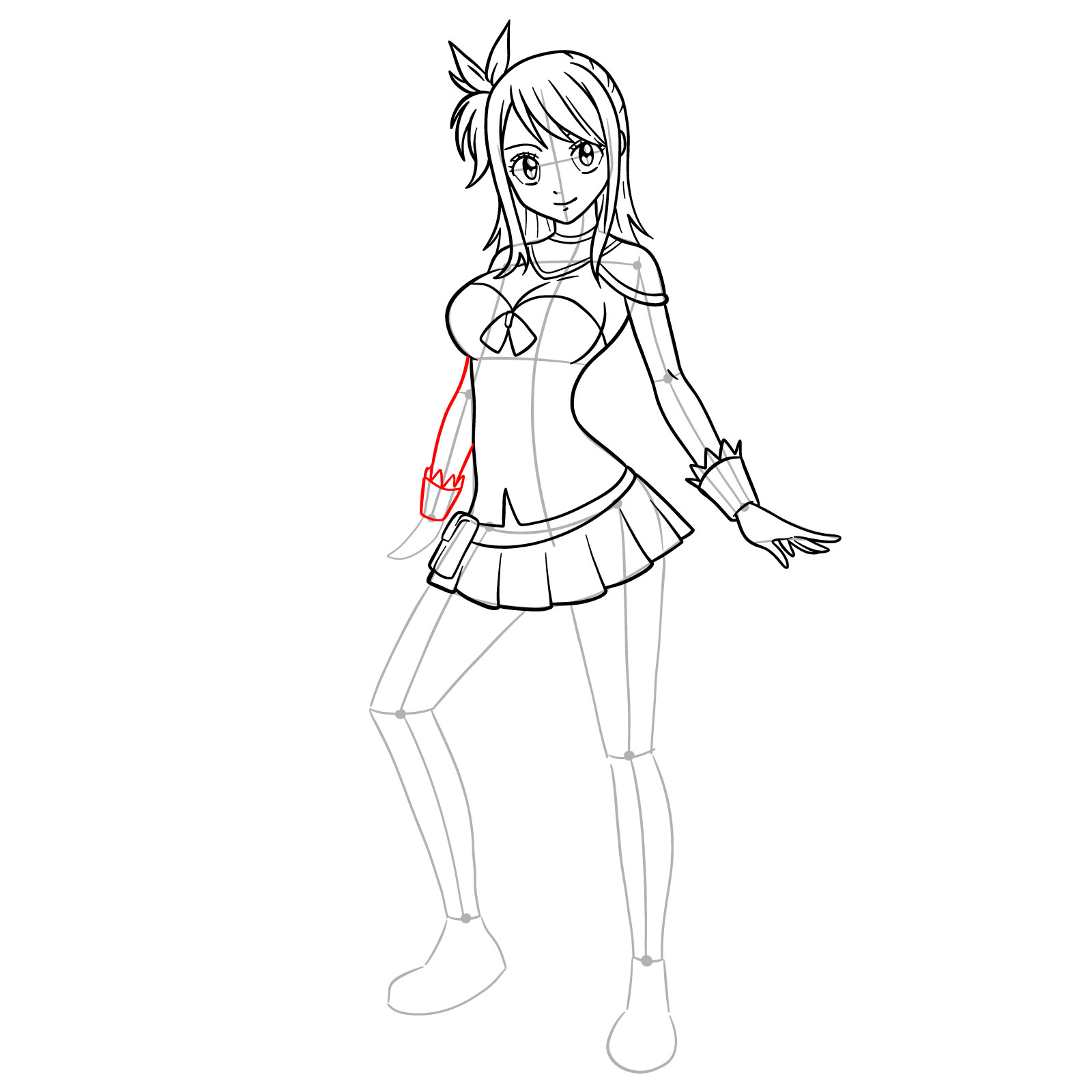 How to draw Lucy Heartfilia in a new outfit - step 24