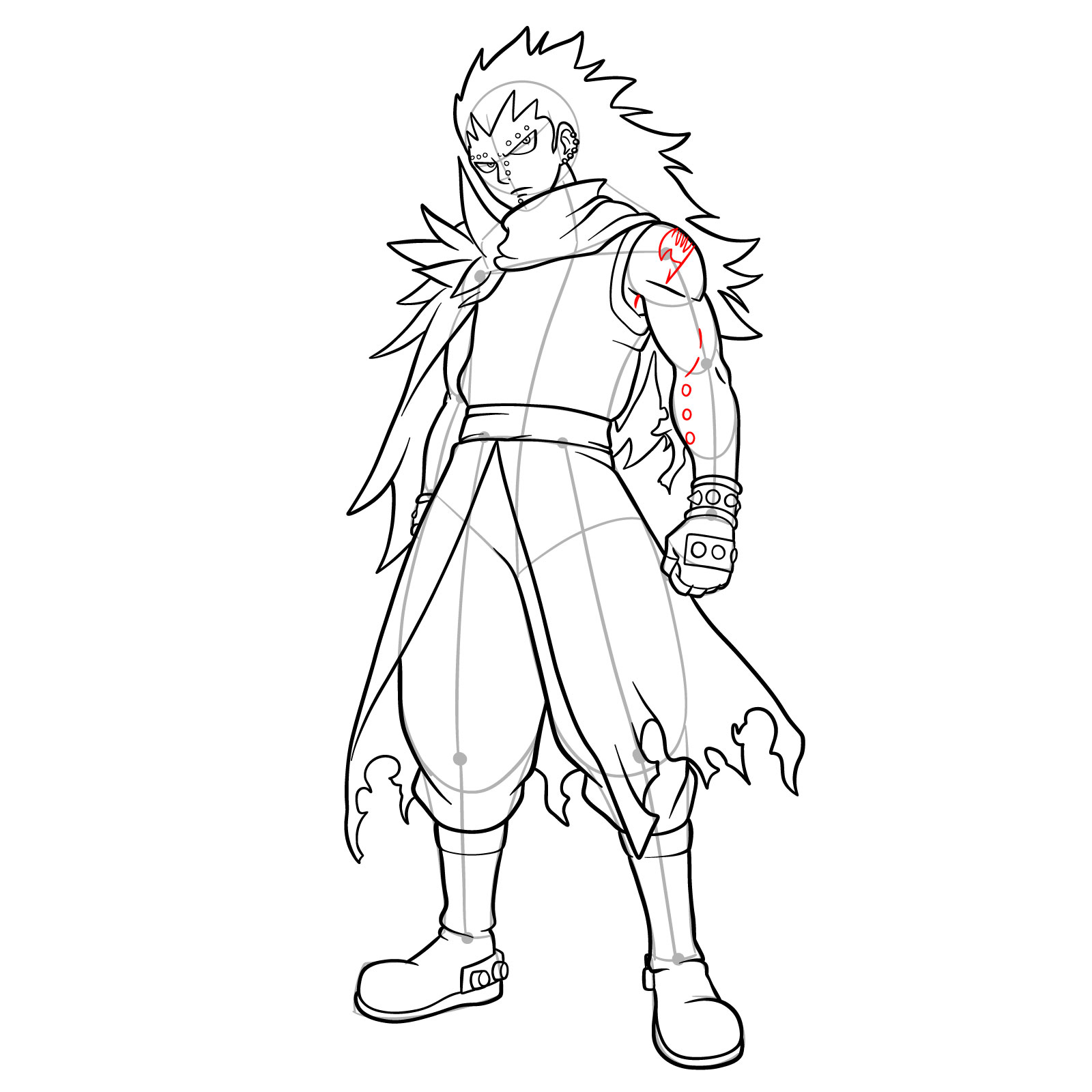 How to draw Gajeel Redfox from Fairy Tail - step 38