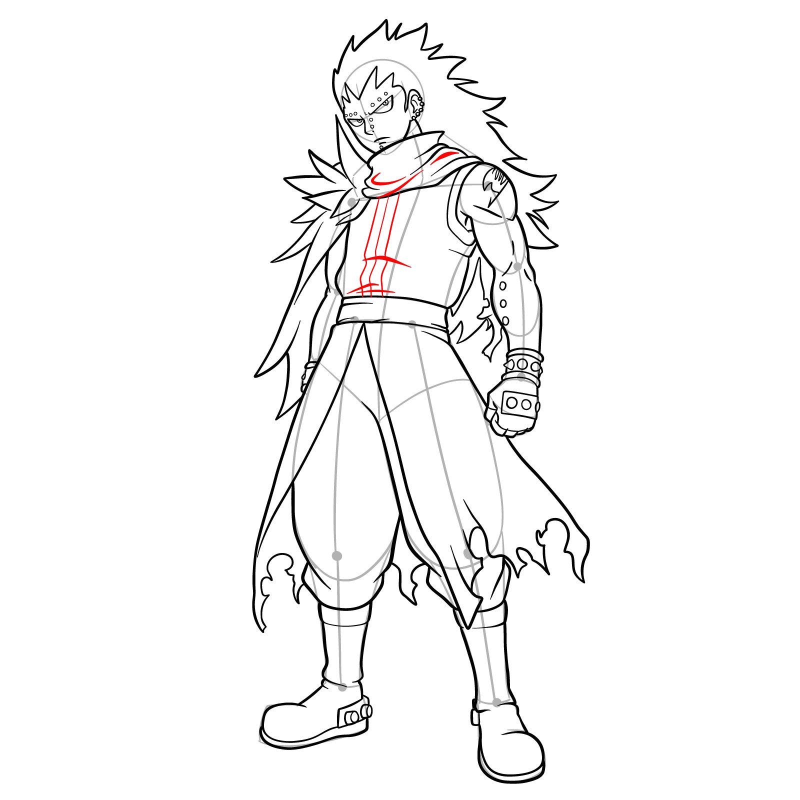 How to draw Gajeel Redfox from Fairy Tail - step 39
