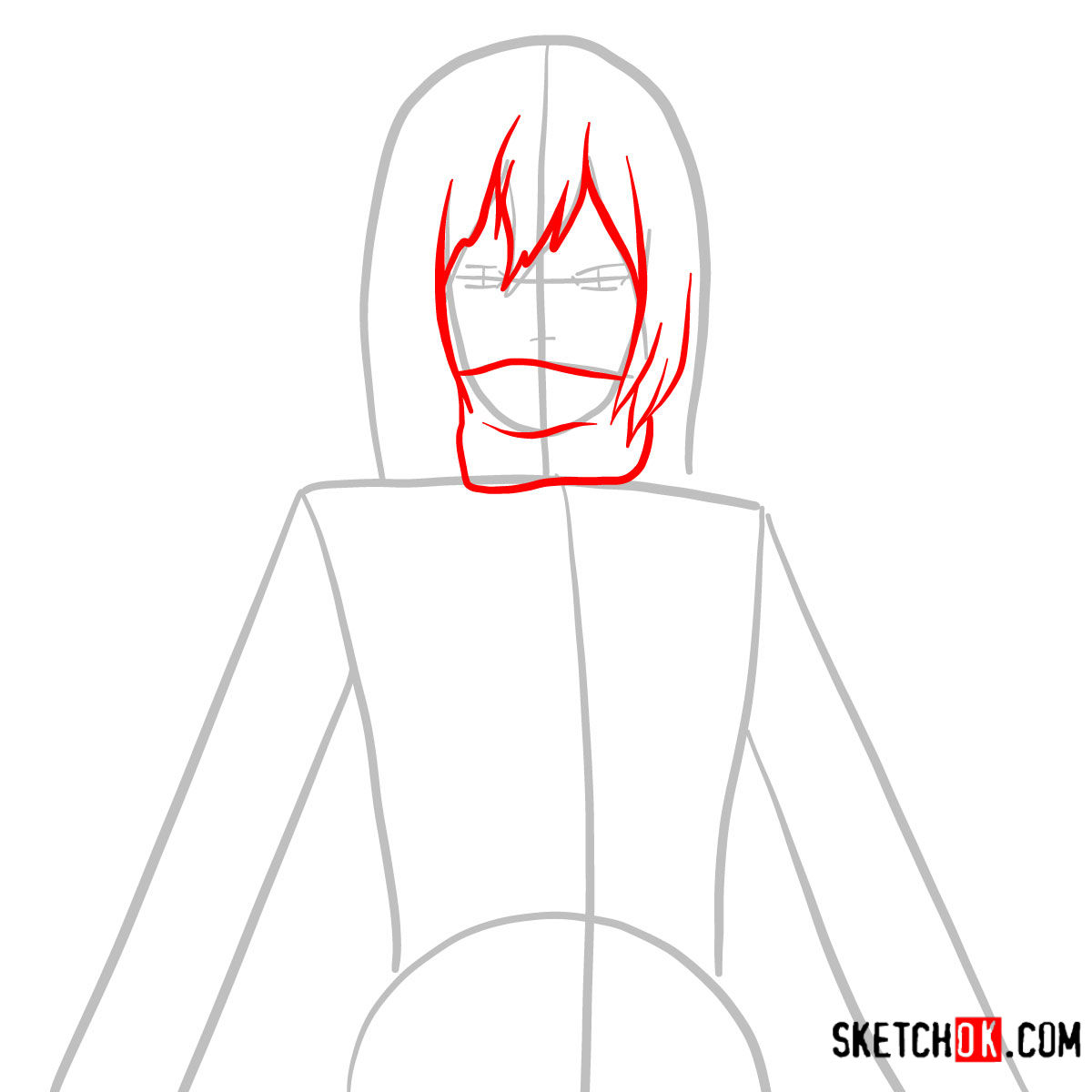 How to draw Mikasa Ackerman's face - step 03