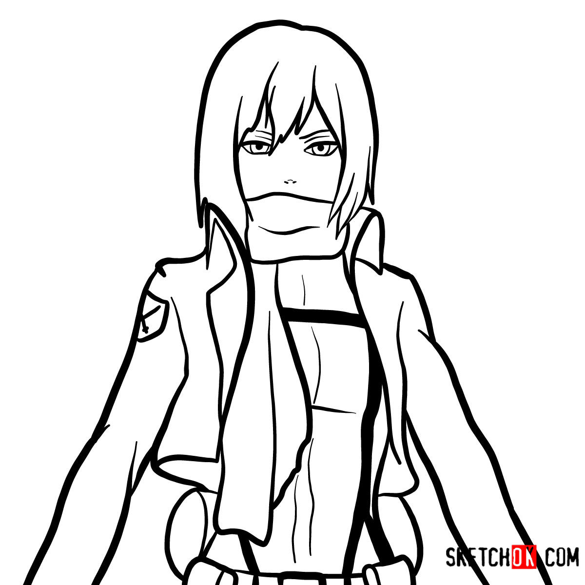 How to draw Mikasa Ackermann's face
