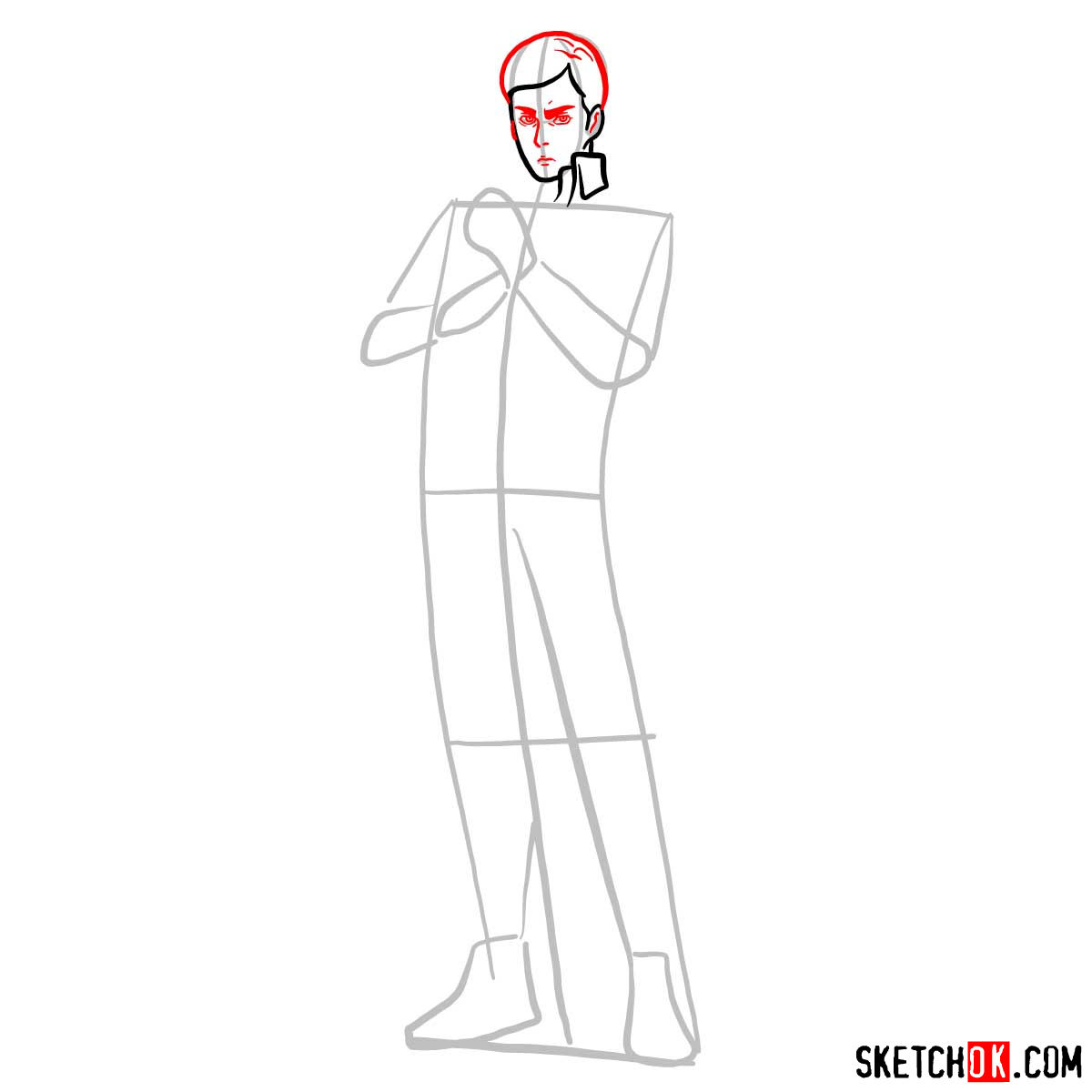 How to draw Erwin Smith from Attack on Titan - step 04