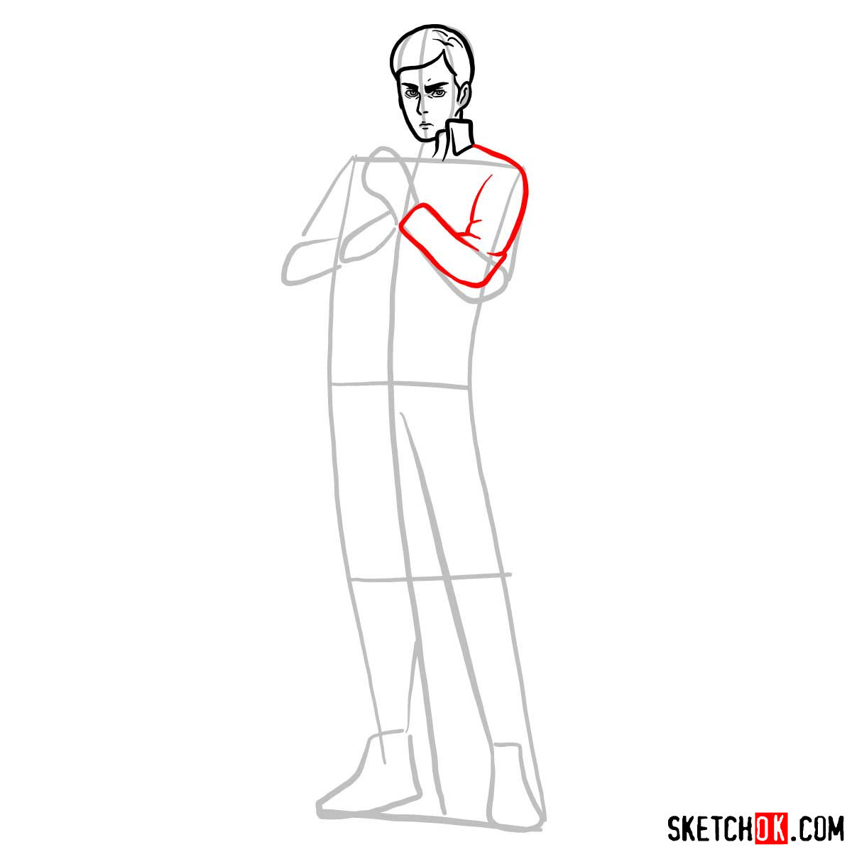 How to draw Erwin Smith from Attack on Titan - step 05