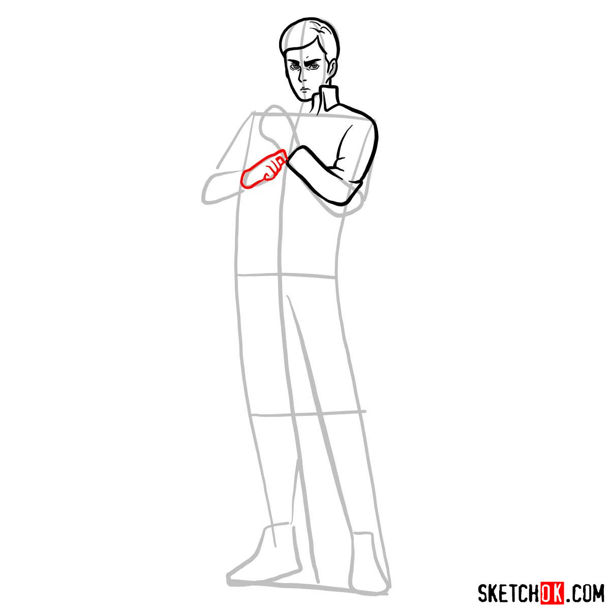 How to draw Erwin Smith from Attack on Titan - step 06