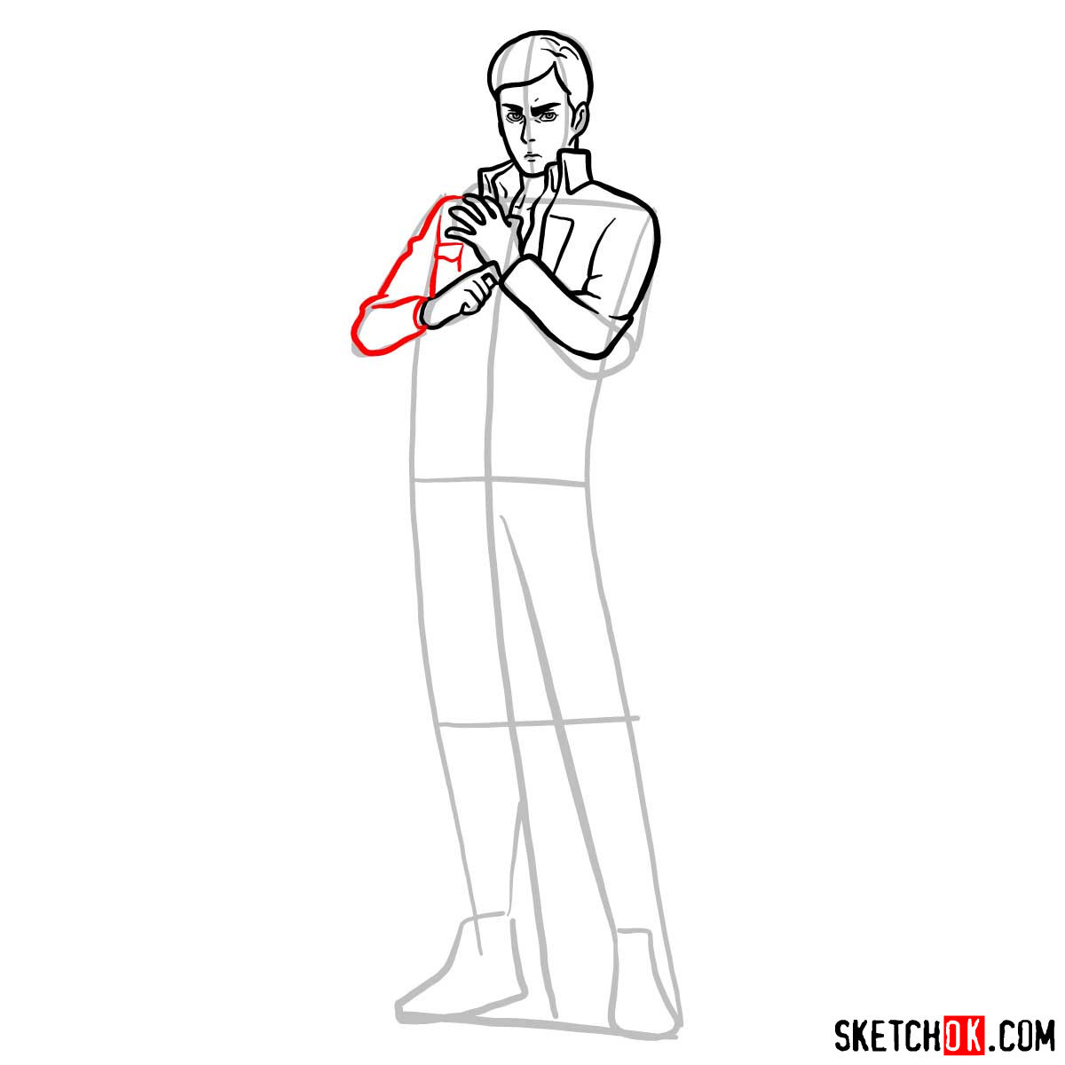 How to draw Erwin Smith from Attack on Titan - step 09