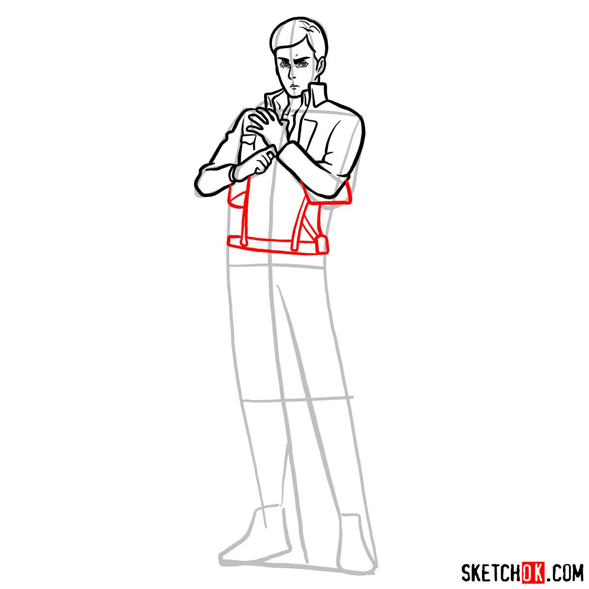 How to draw Erwin Smith from Attack on Titan - step 10