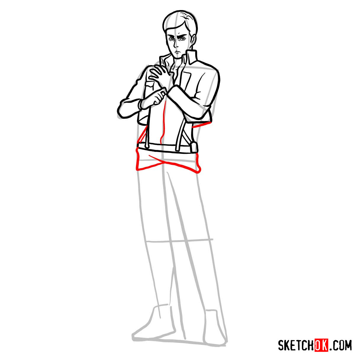 How to draw Erwin Smith from Attack on Titan - step 11