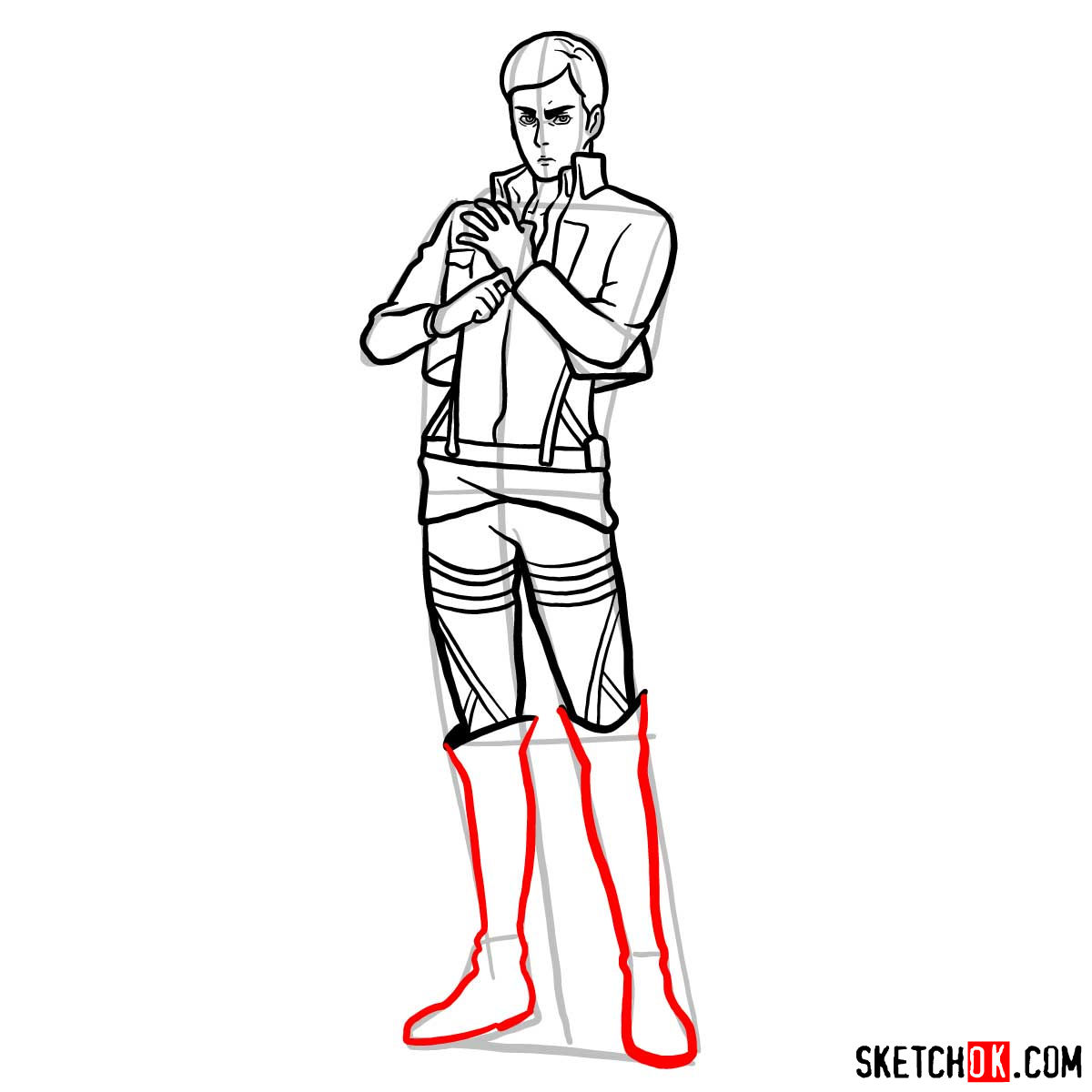 How to draw Erwin Smith from Attack on Titan - step 13