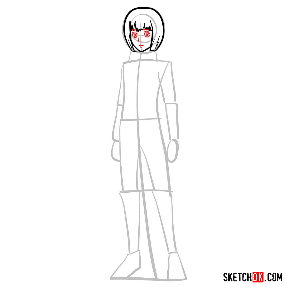 How to draw Armin Arlert full growth - step 05