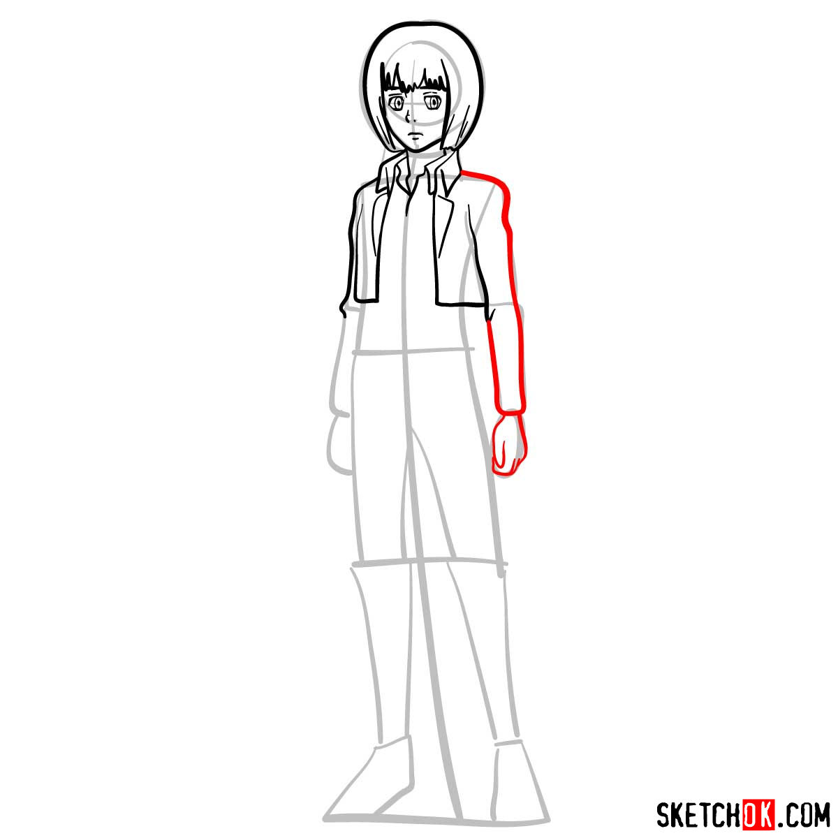 How to draw Armin Arlert full growth - step 08