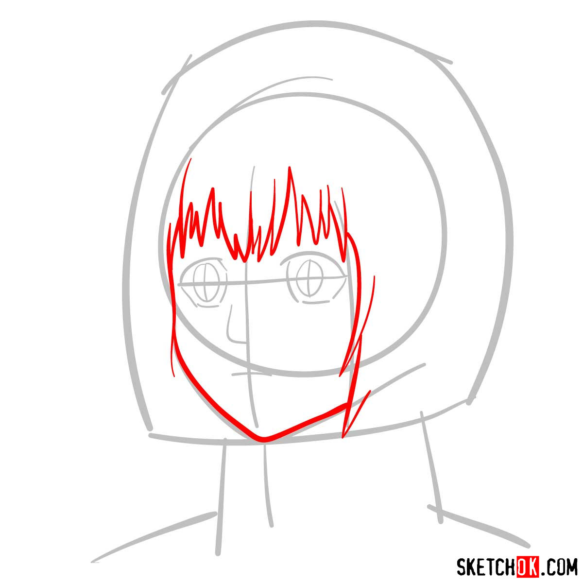 How to draw Armin Arlert's face - step 03