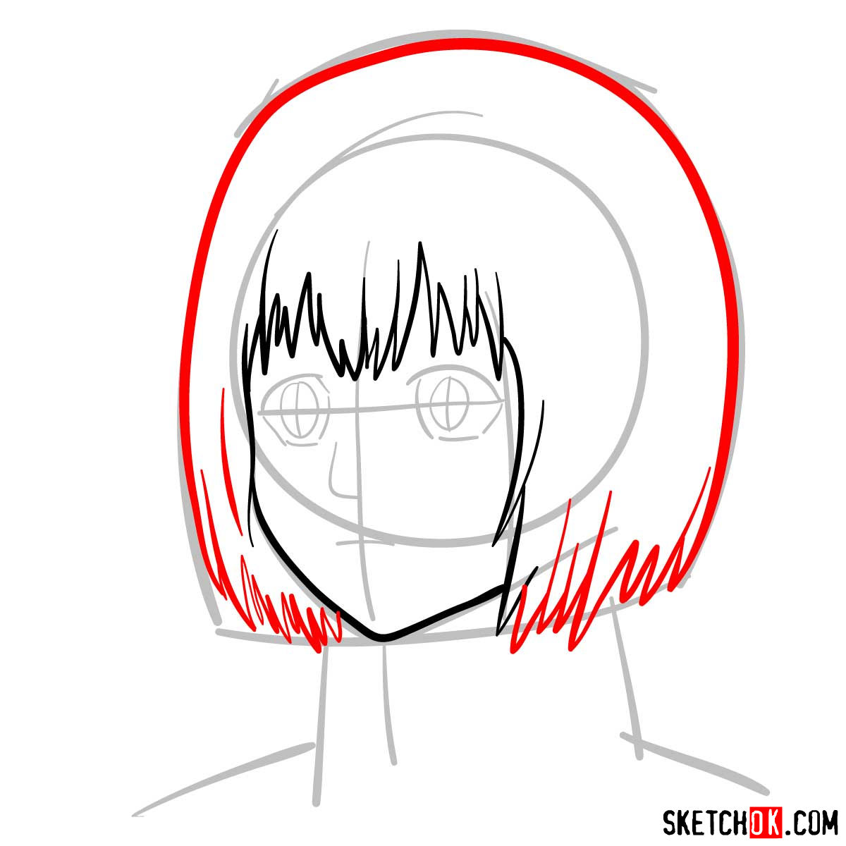 How to draw Armin Arlert's face - step 04