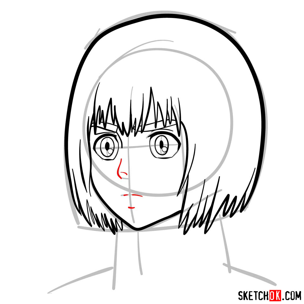 How to draw Armin Arlert's face - step 06