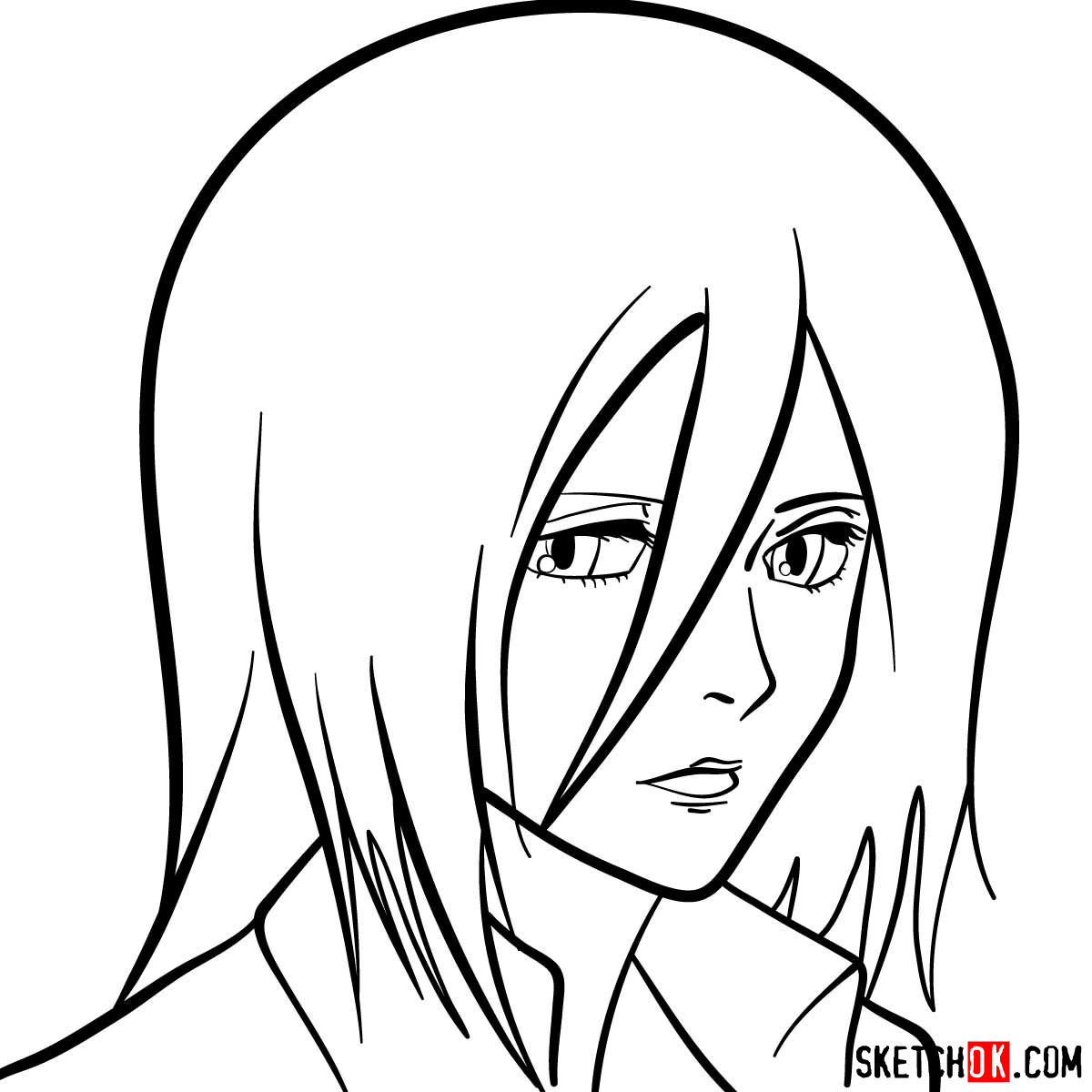 How to draw Mikasa Ackerman's face