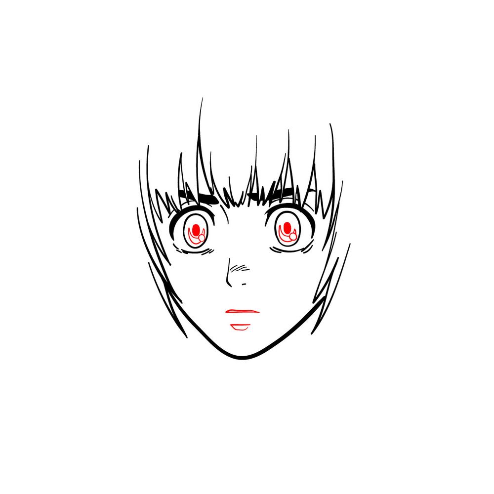 How to draw Armin Arlert's face (front view) - step 09