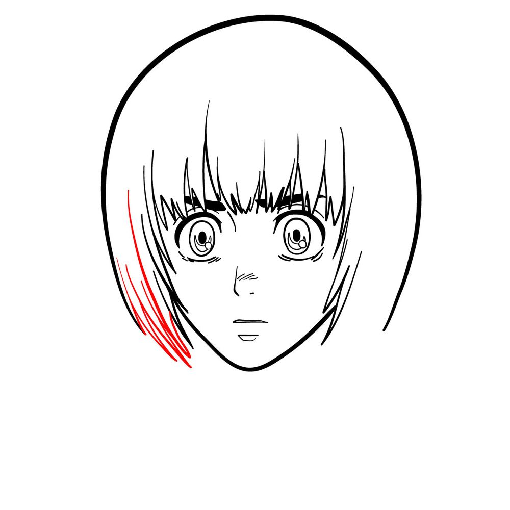 How to draw Armin Arlert's face (front view) - step 11