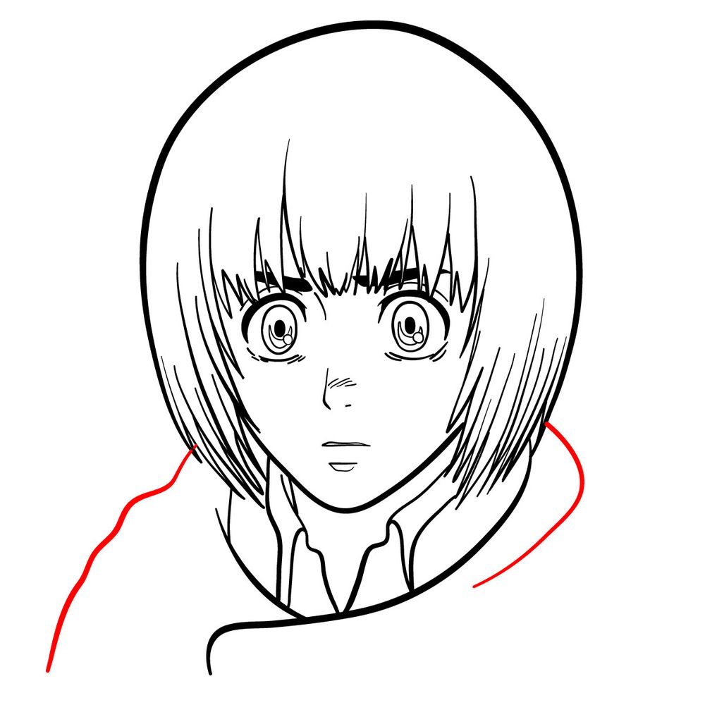 How to draw Armin Arlert's face (front view) - step 16