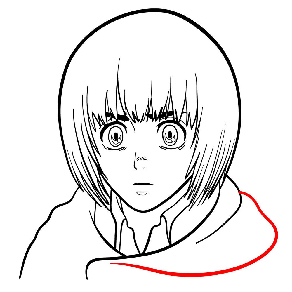 How to draw Armin Arlert's face (front view) - step 17