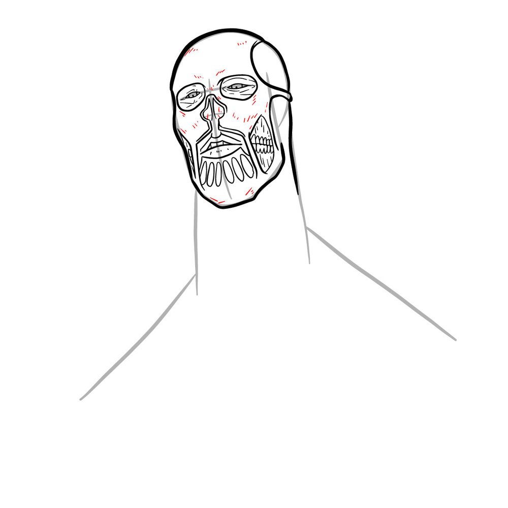 How to draw the Colossal Titan (Armin Arlert) - step 23