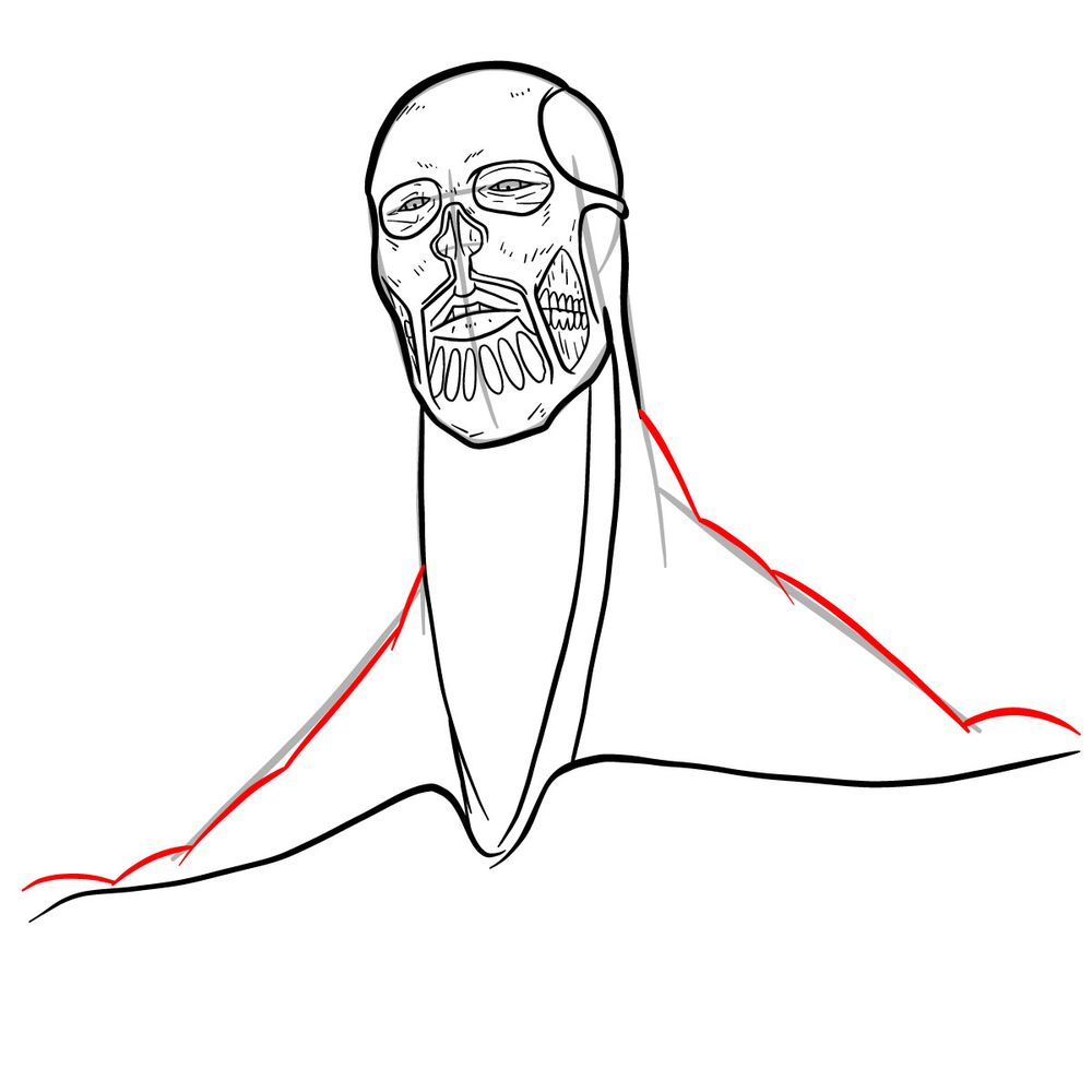 How to draw the Colossal Titan (Armin Arlert) - step 26