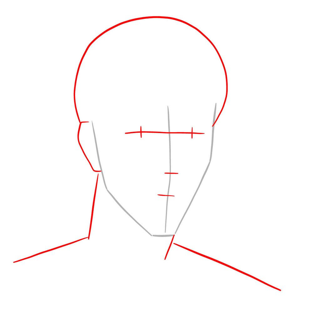 How to draw Bertholdt Hoover's face - step 02