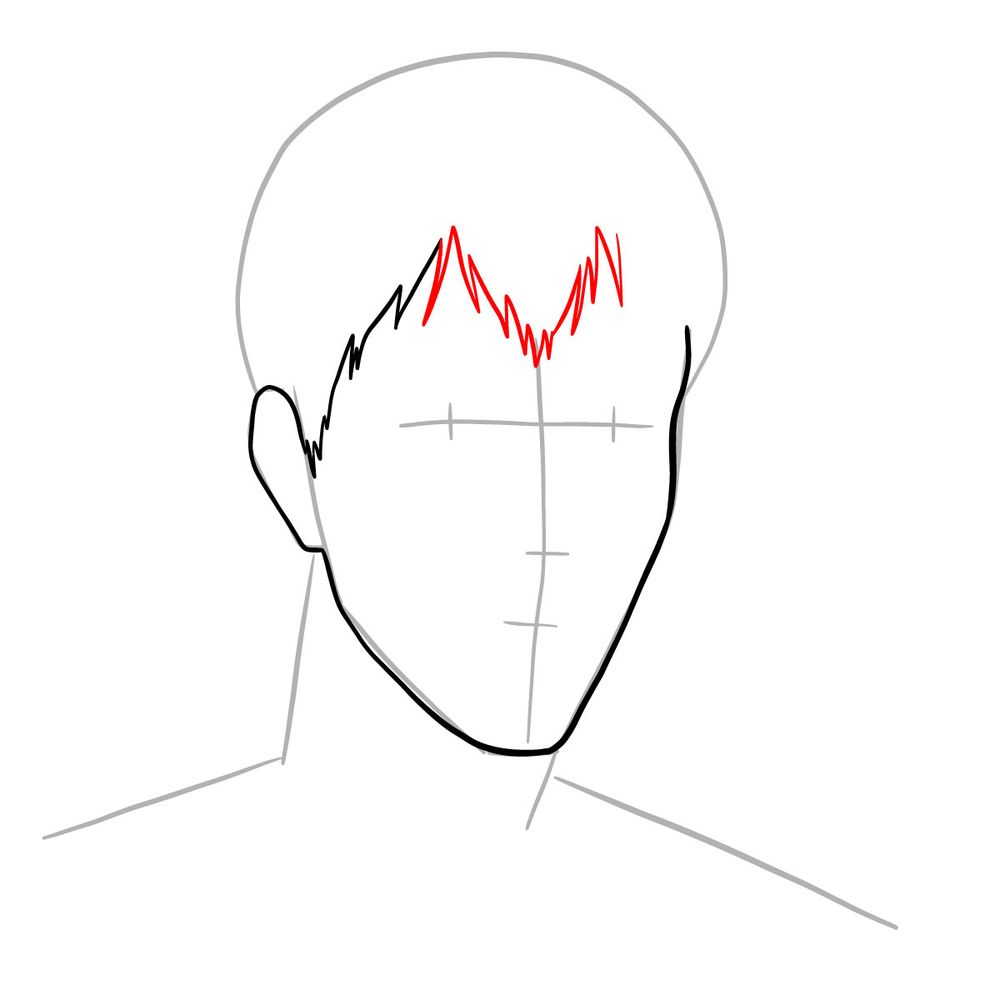 How to draw Bertholdt Hoover's face - step 06