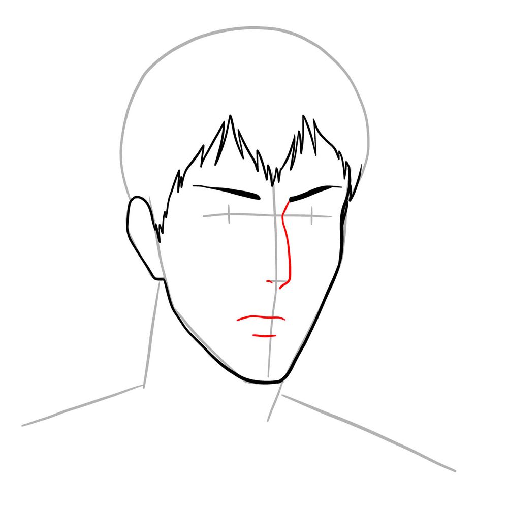 How to draw Bertholdt Hoover's face - step 09