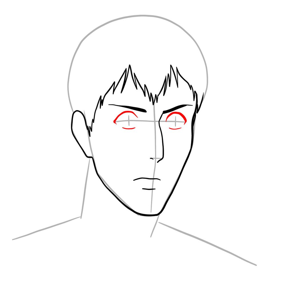 How to draw Bertholdt Hoover's face - step 10