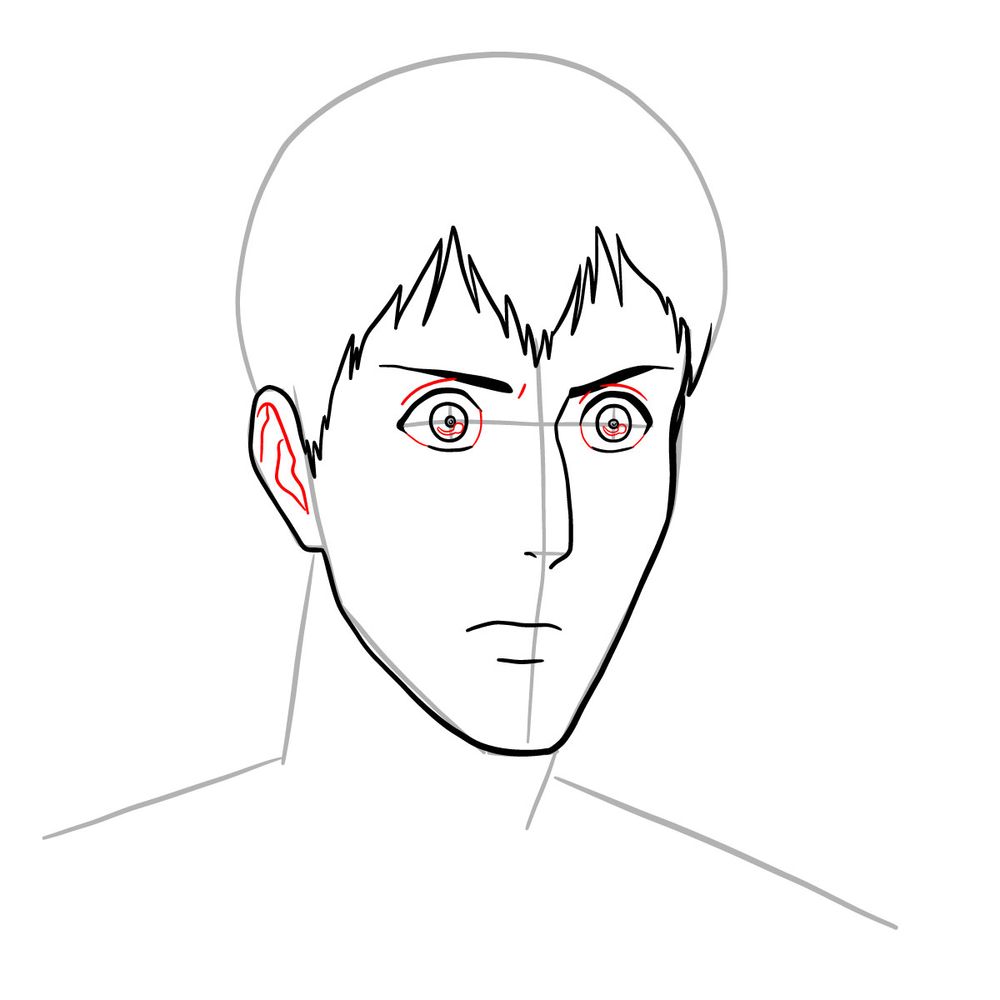 How to draw Bertholdt Hoover's face - step 12