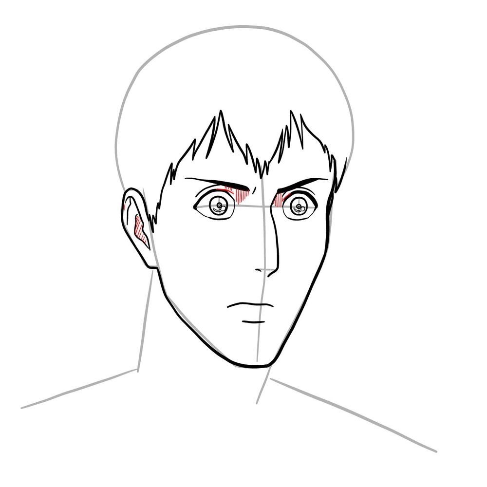 How to draw Bertholdt Hoover's face - step 13