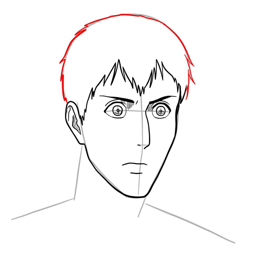 How to draw Bertholdt Hoover's face - step 14