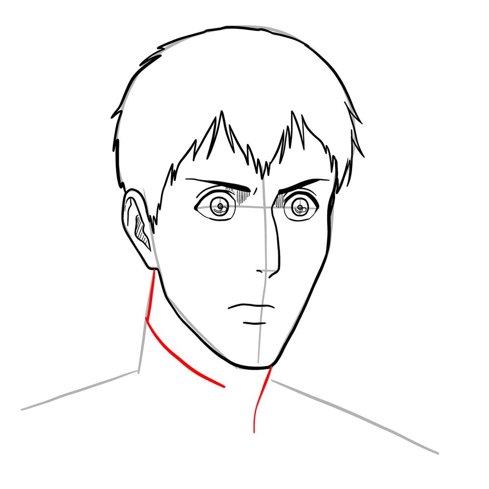 How to draw Bertholdt Hoover's face - step 15