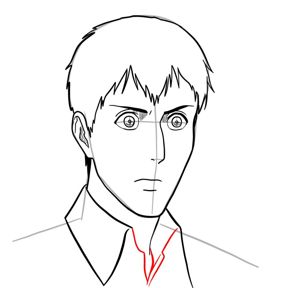 How to draw Bertholdt Hoover's face - step 17