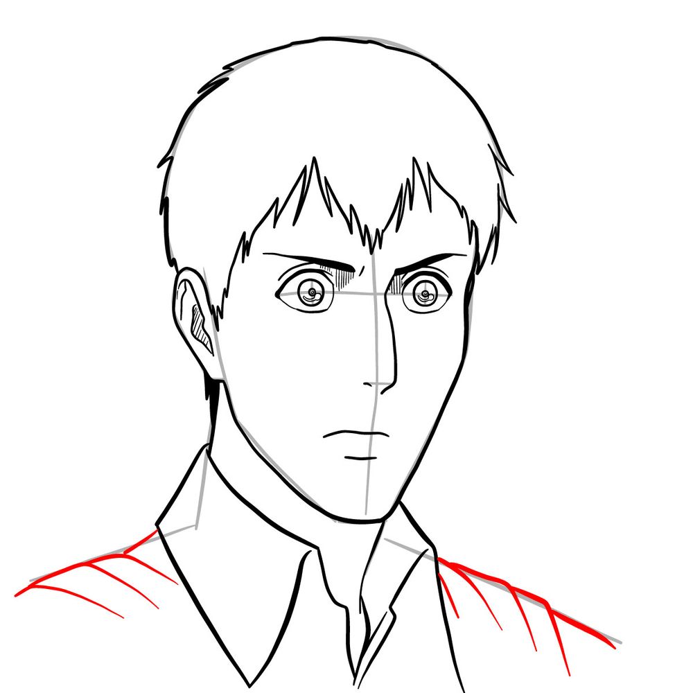 How to draw Bertholdt Hoover's face - step 18