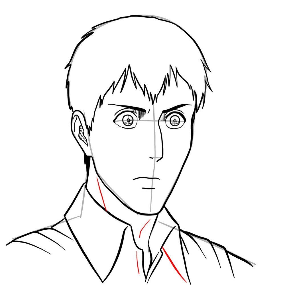 How to draw Bertholdt Hoover's face - step 19