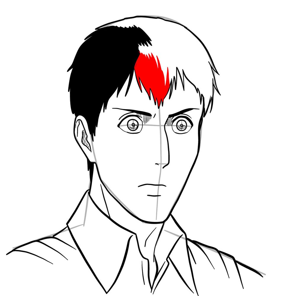 How to draw Bertholdt Hoover's face - step 21