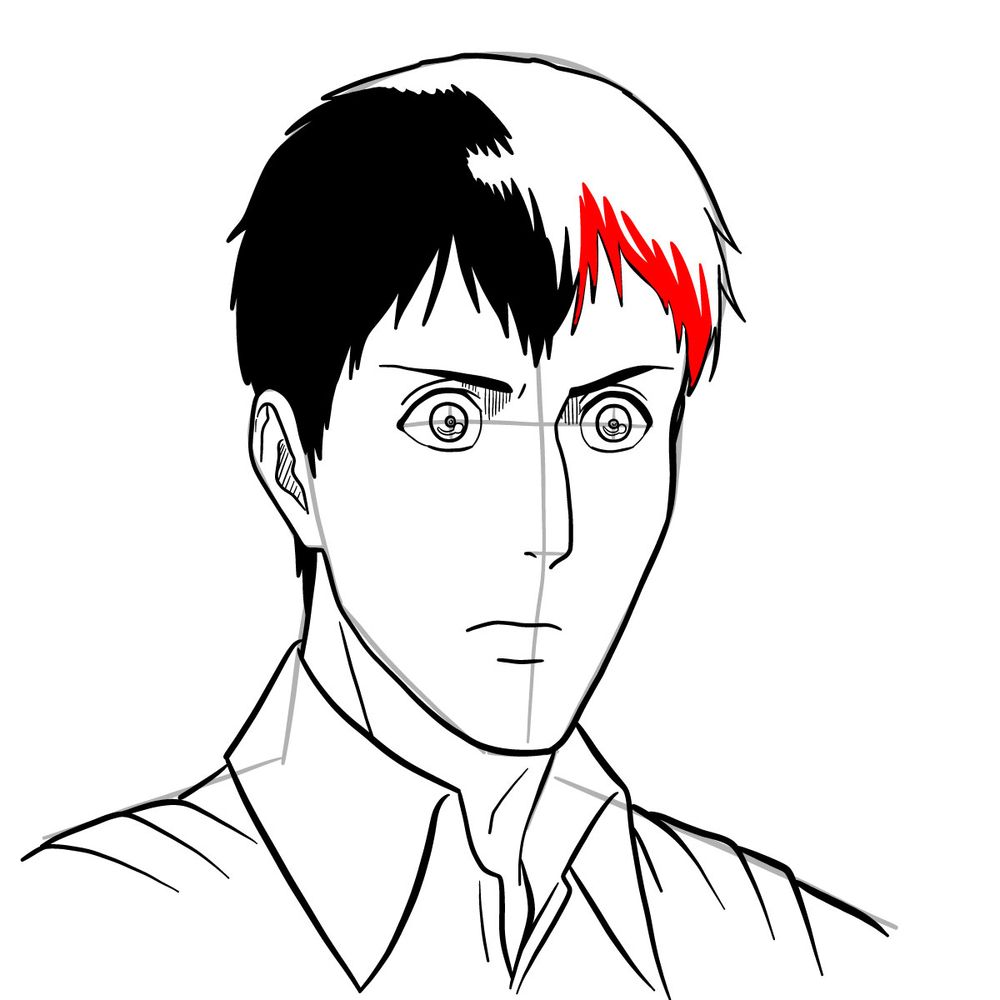 How to draw Bertholdt Hoover's face - step 22
