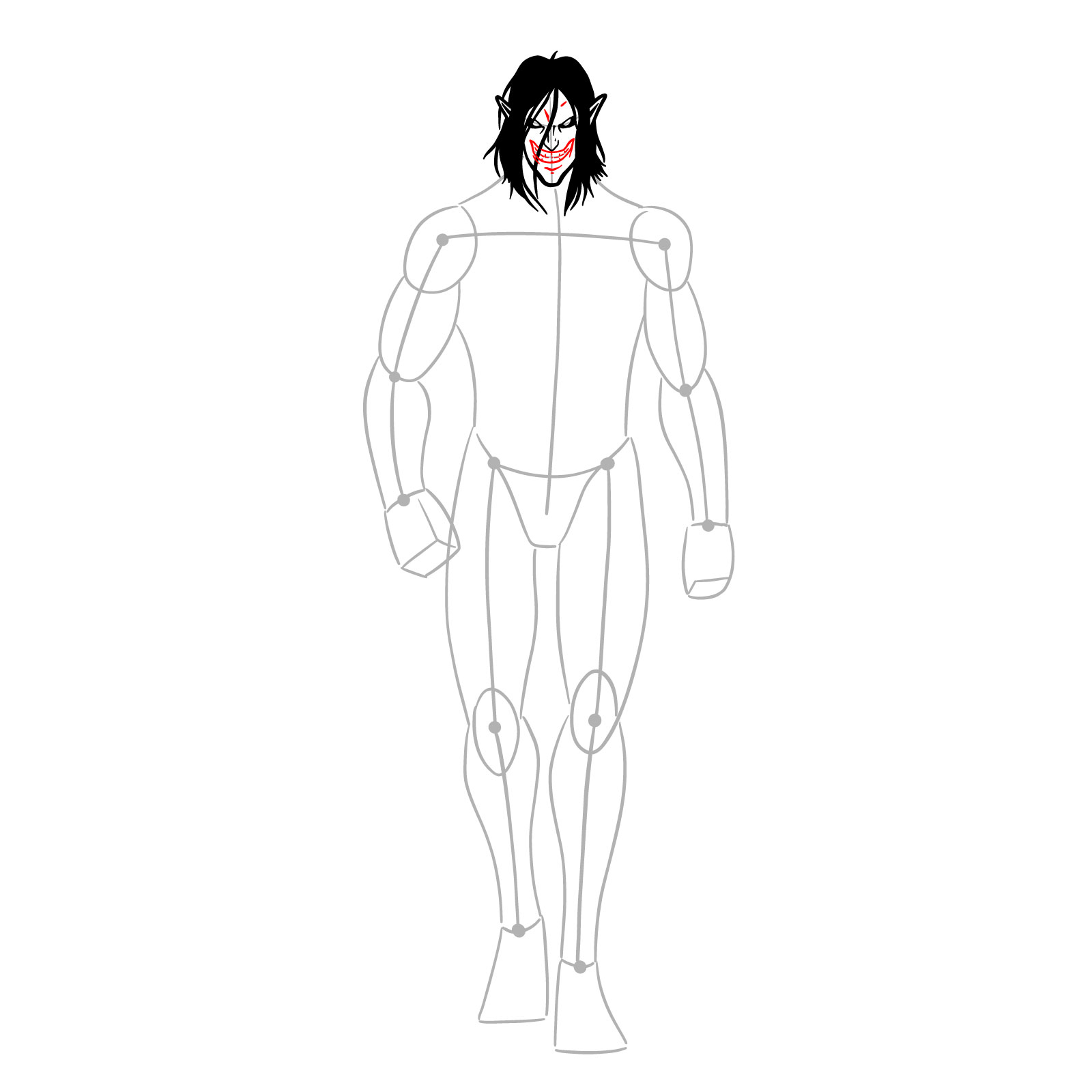 How to draw Eren Jaeger's Titan form full body - step 10