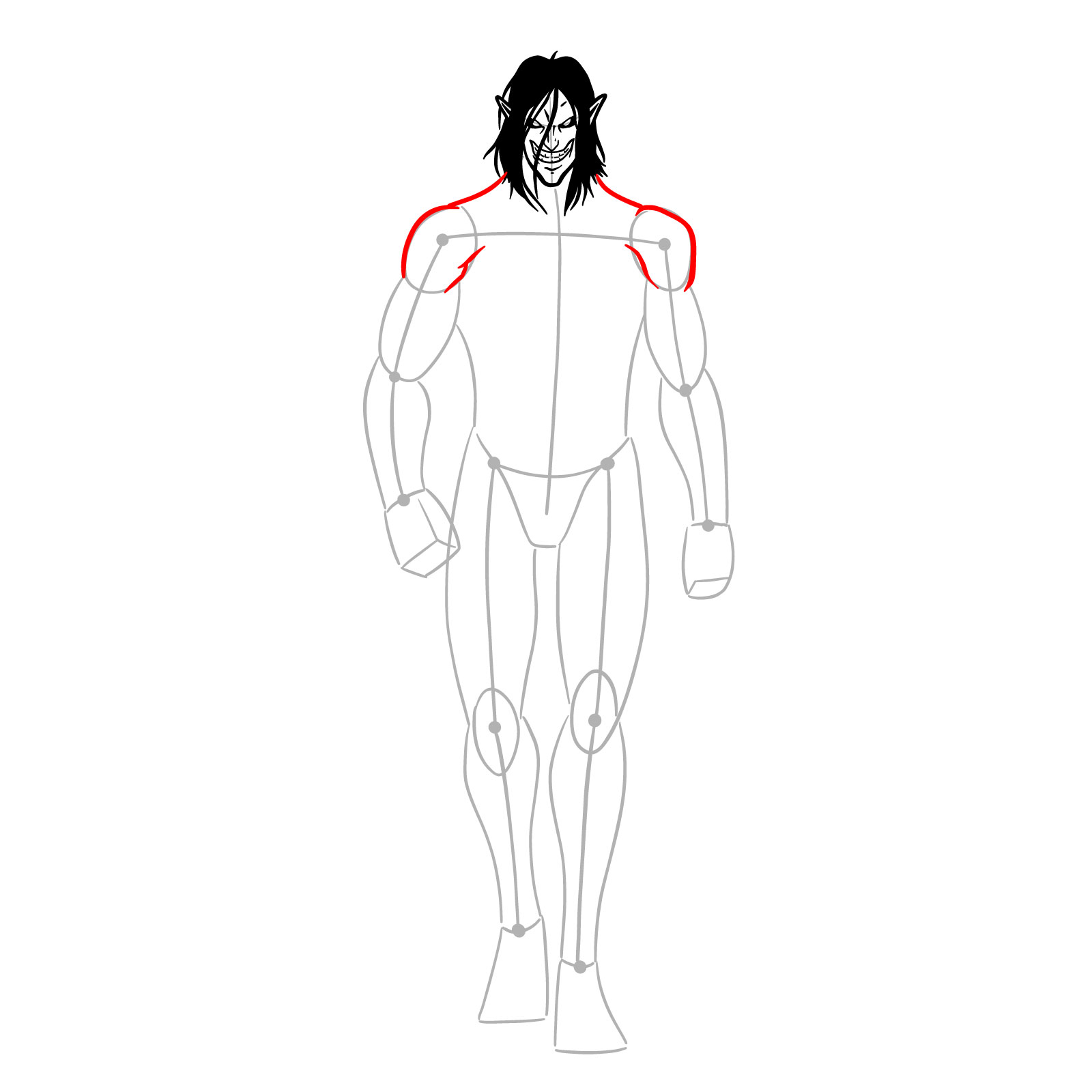 How to draw Eren Jaeger's Titan form full body - step 11