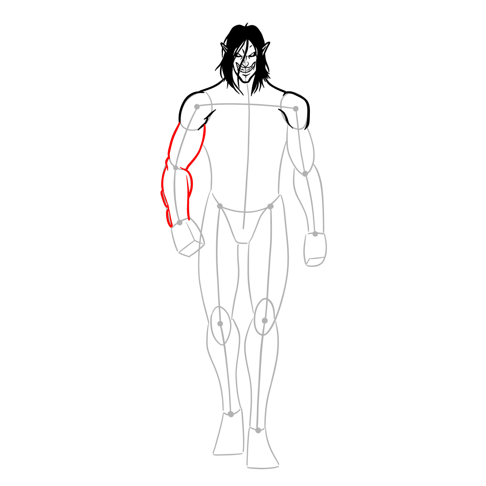 How to draw Eren Jaeger's Titan form full body - step 12