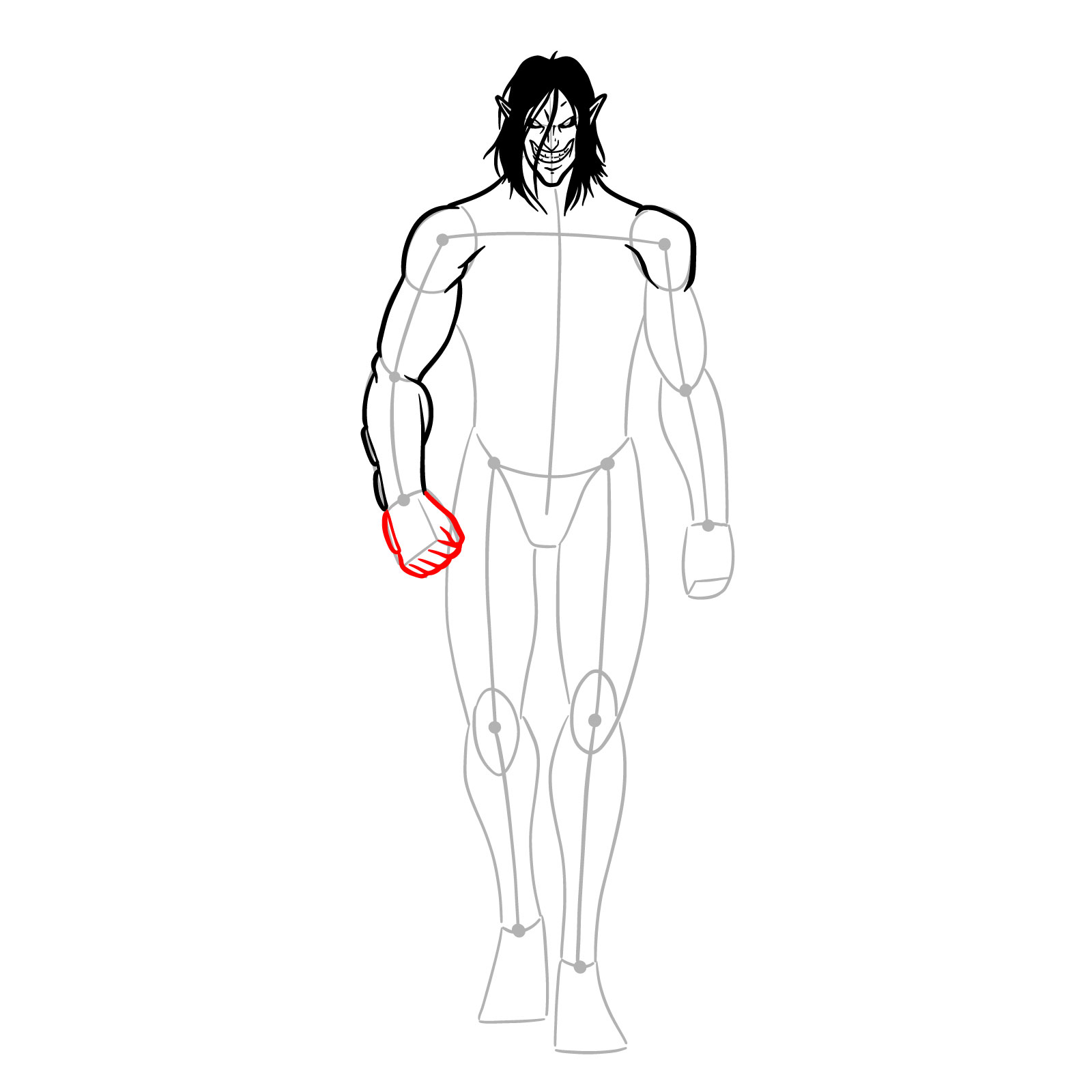 How to draw Eren Jaeger's Titan form full body - step 13