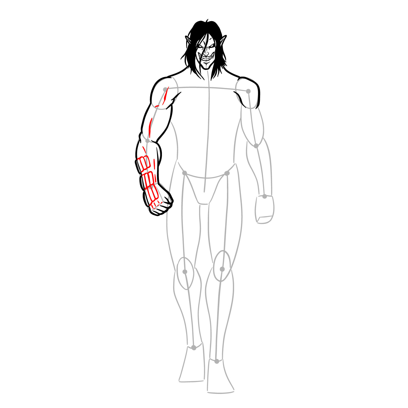 How to draw Eren Jaeger's Titan form full body - step 14