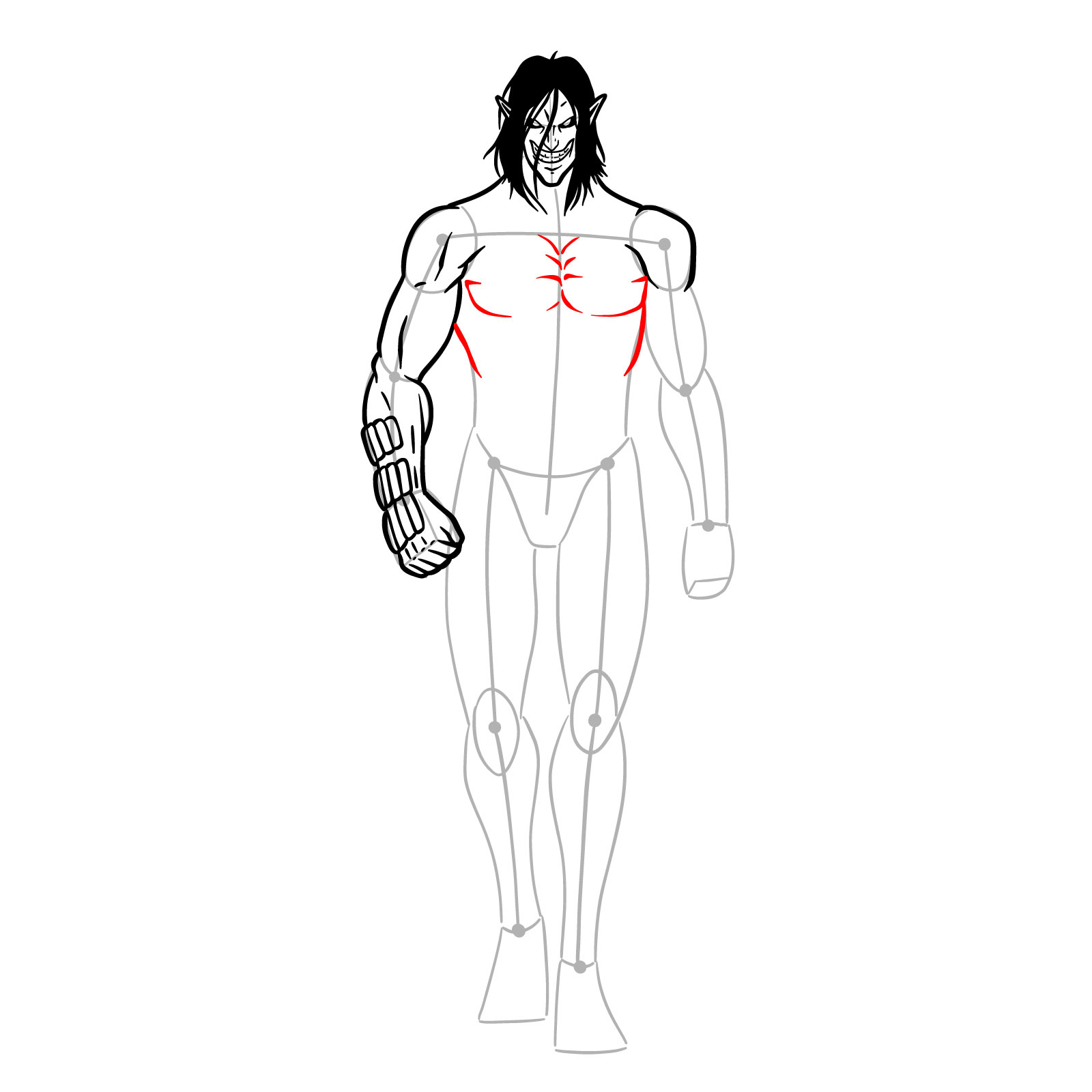 How to draw Eren Jaeger's Titan form full body - step 15