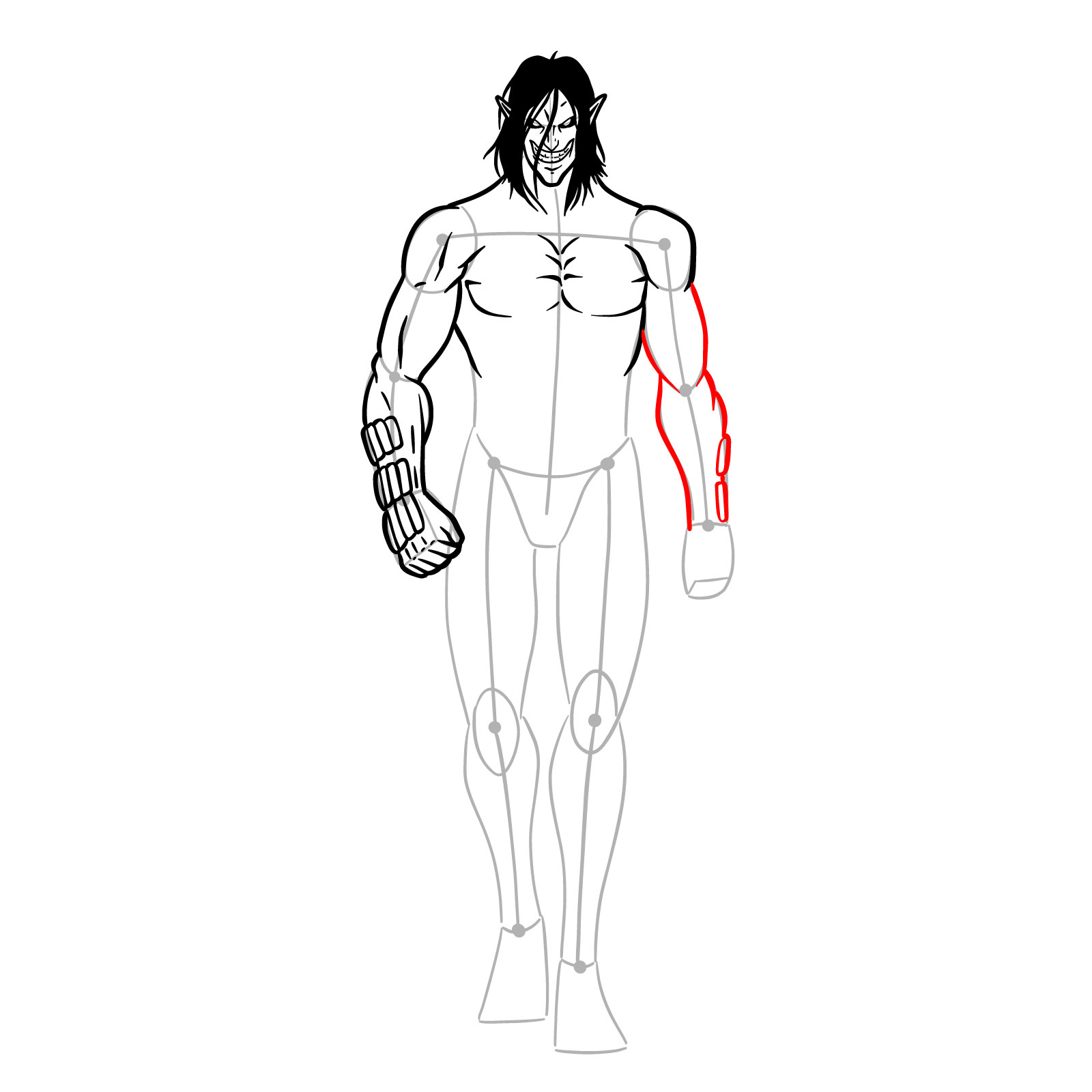 How to draw Eren Jaeger's Titan form full body - step 16