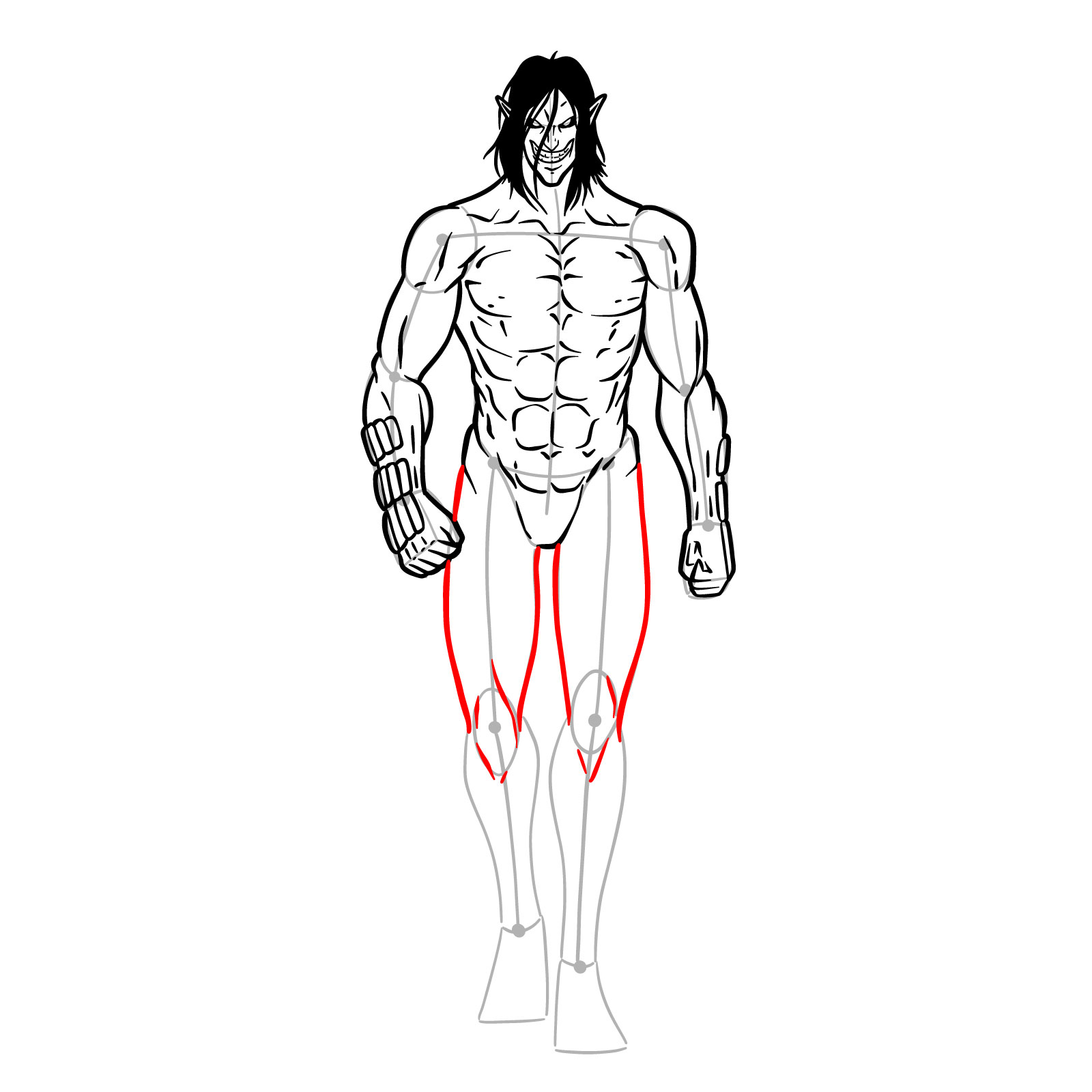 How to draw Eren Jaeger's Titan form full body - step 20
