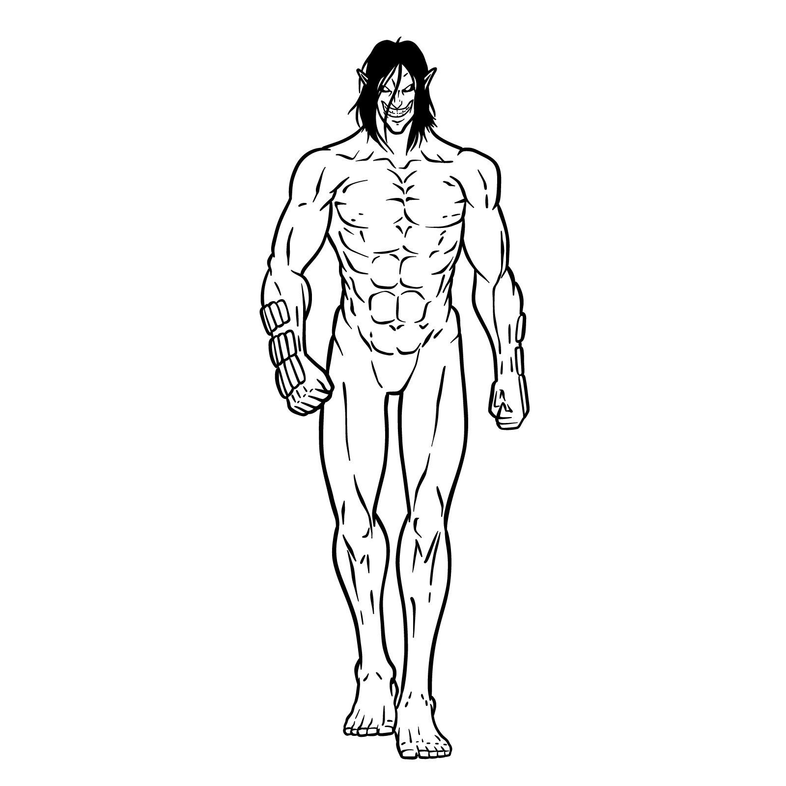 How to draw Eren Jaeger's Titan form full body - final step