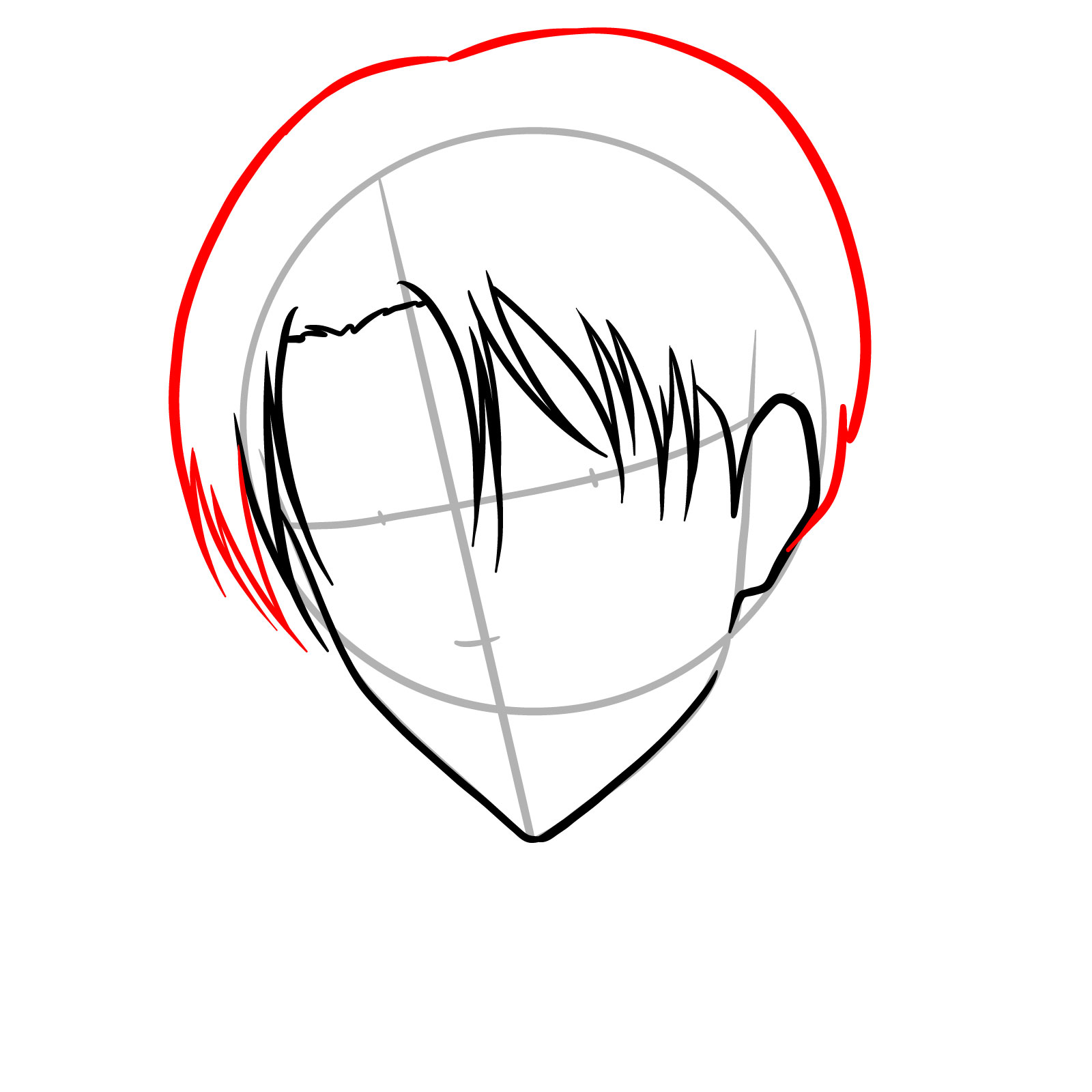 Finalizing the shape of Captain Levi's hairstyle in 3/4 angle - step 06