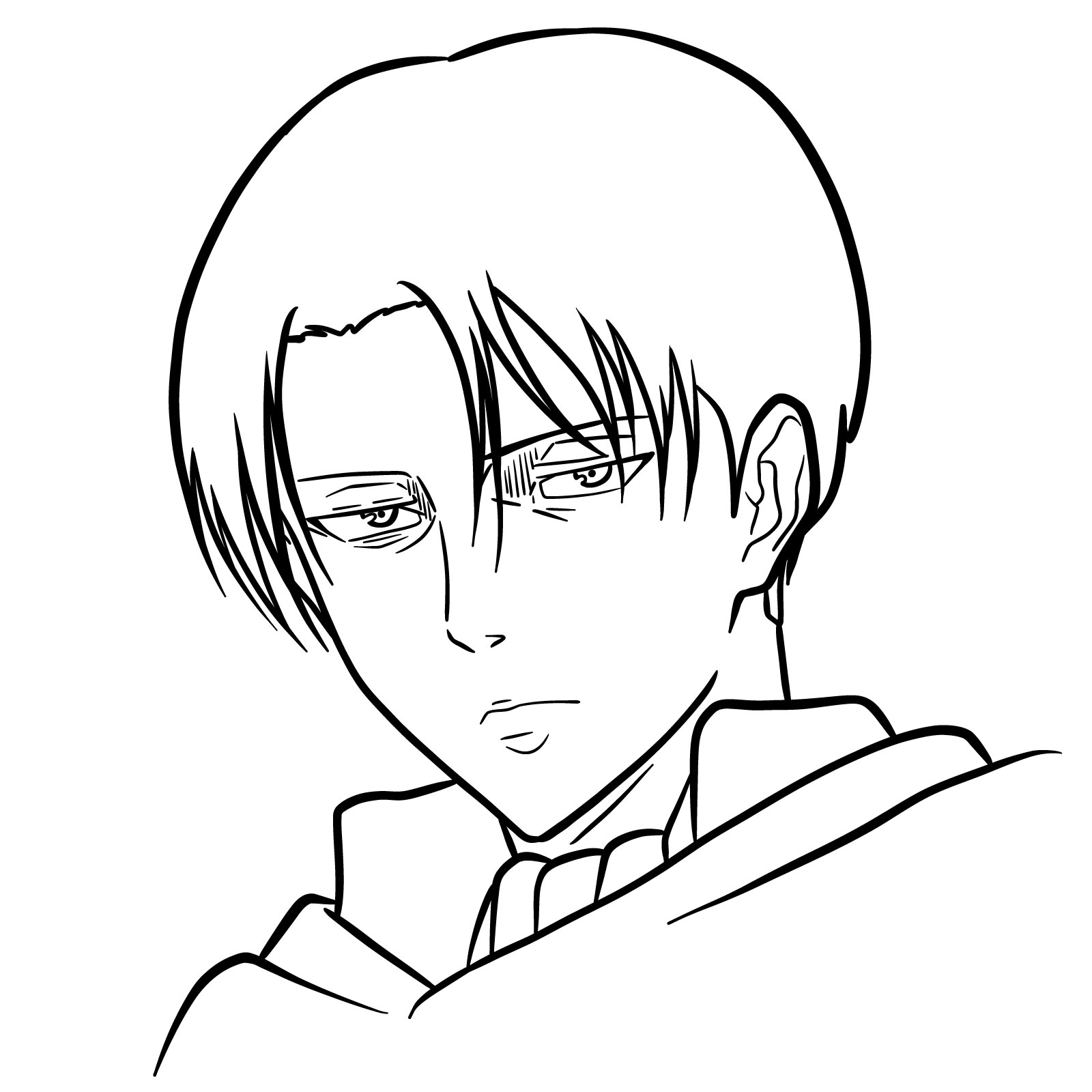 How to draw the face of Levi Ackerman in 3/4 angle - the result