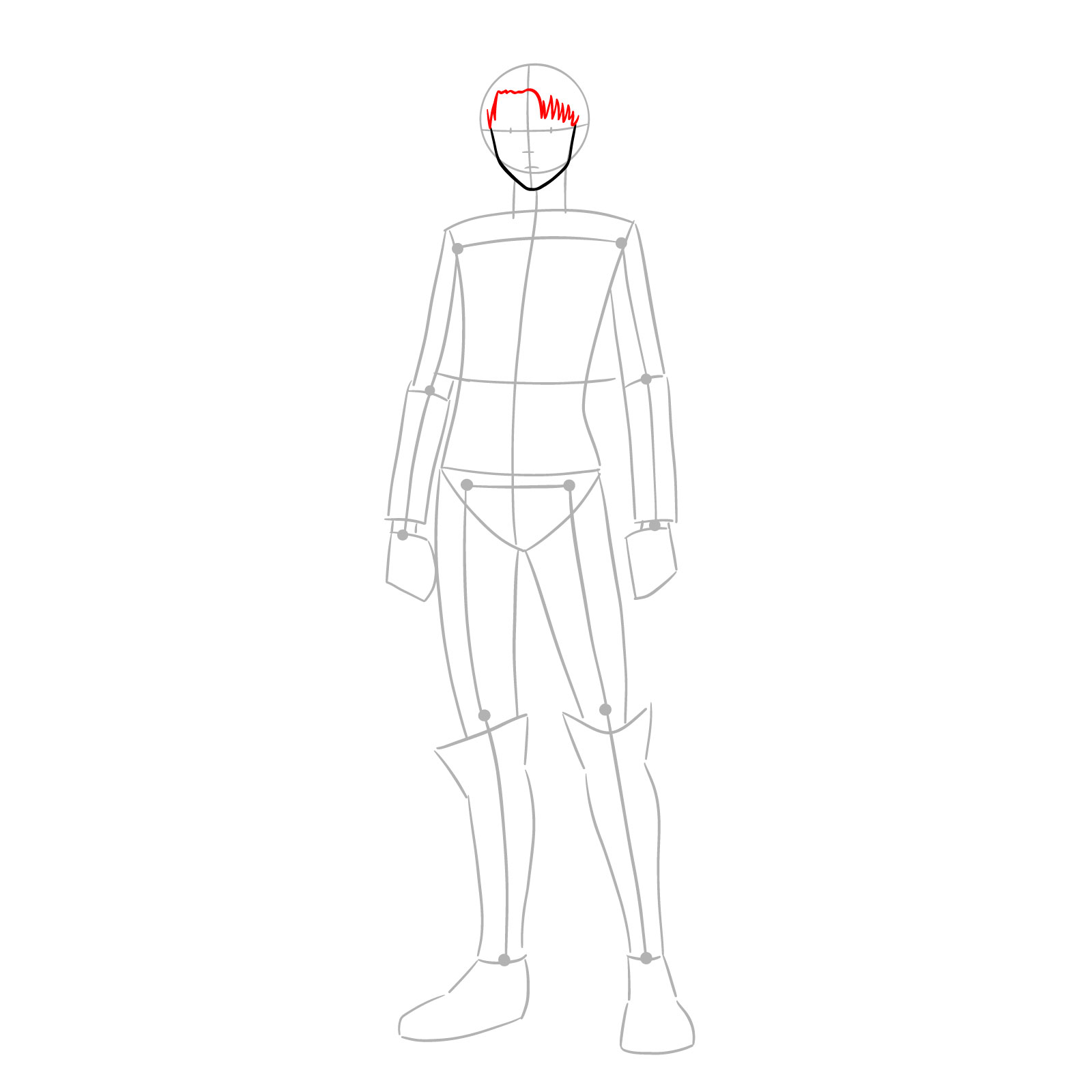 Hair outline for Captain Levi full body sketch - step 05