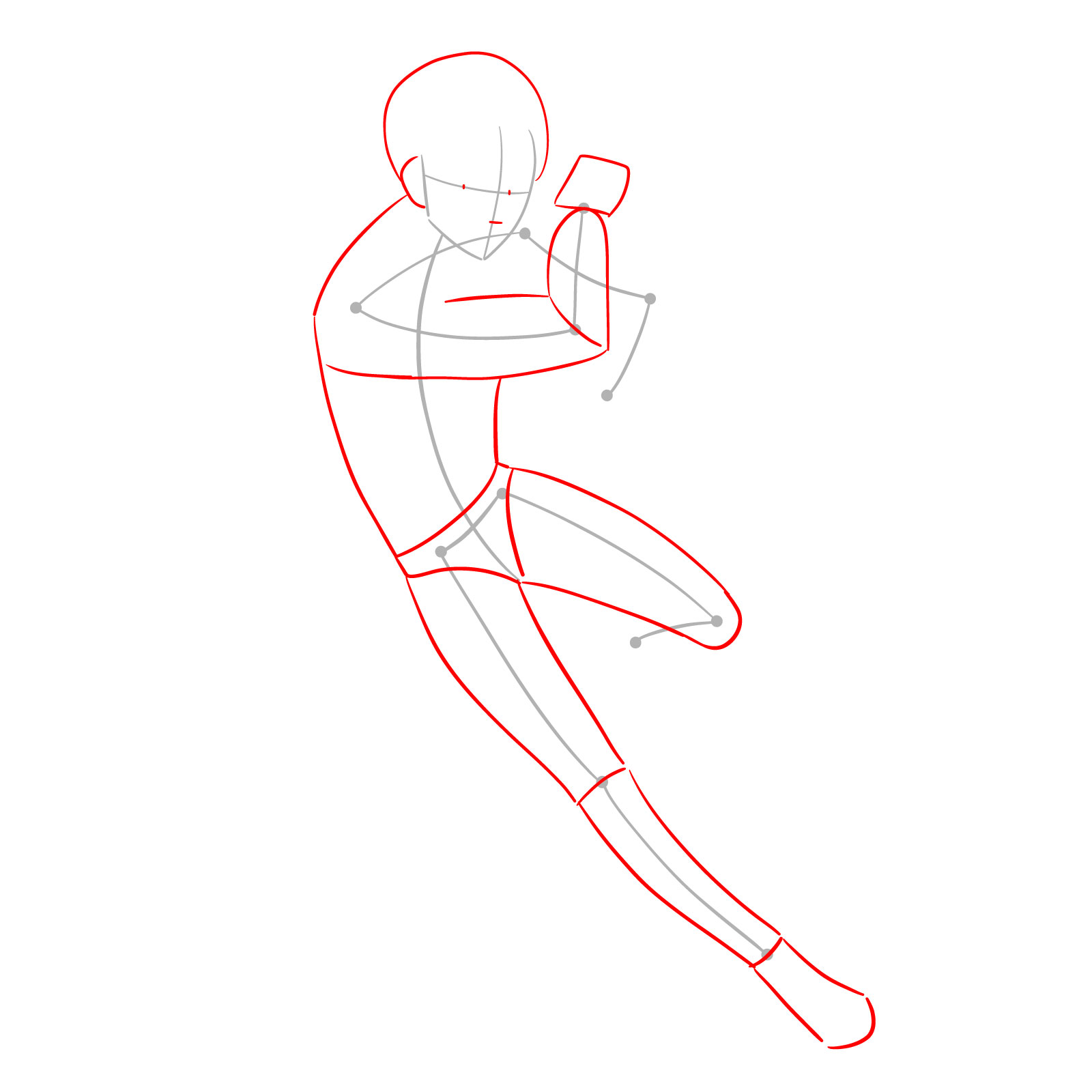 Basic sketch of Levi Ackerman in action pose - step 02